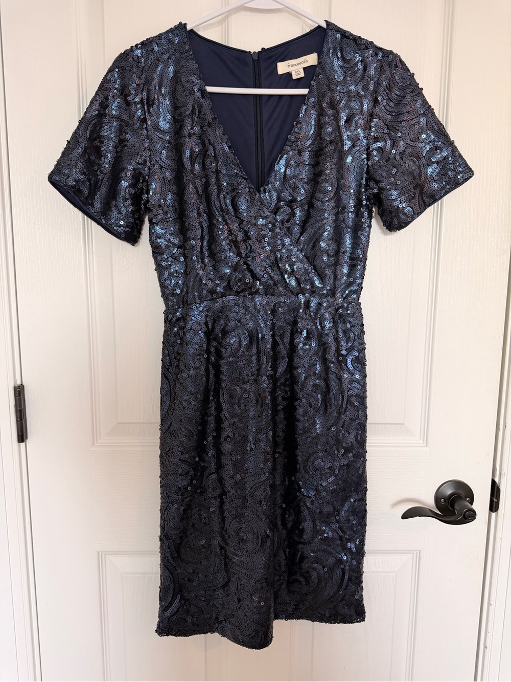 Francesca's Collections Navy Blue Sequin Midi Dress